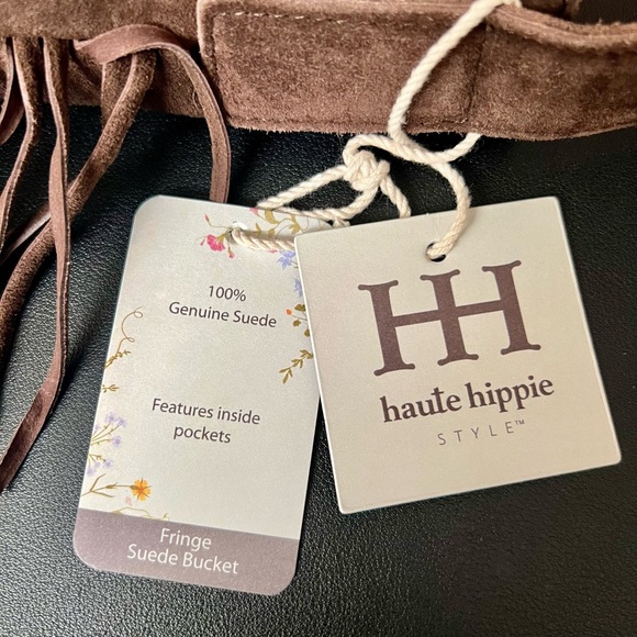 HAUTE HIPPIE Suede Fringe Rich Chocolate Brown Bucket Bag - Picture 7 of 11